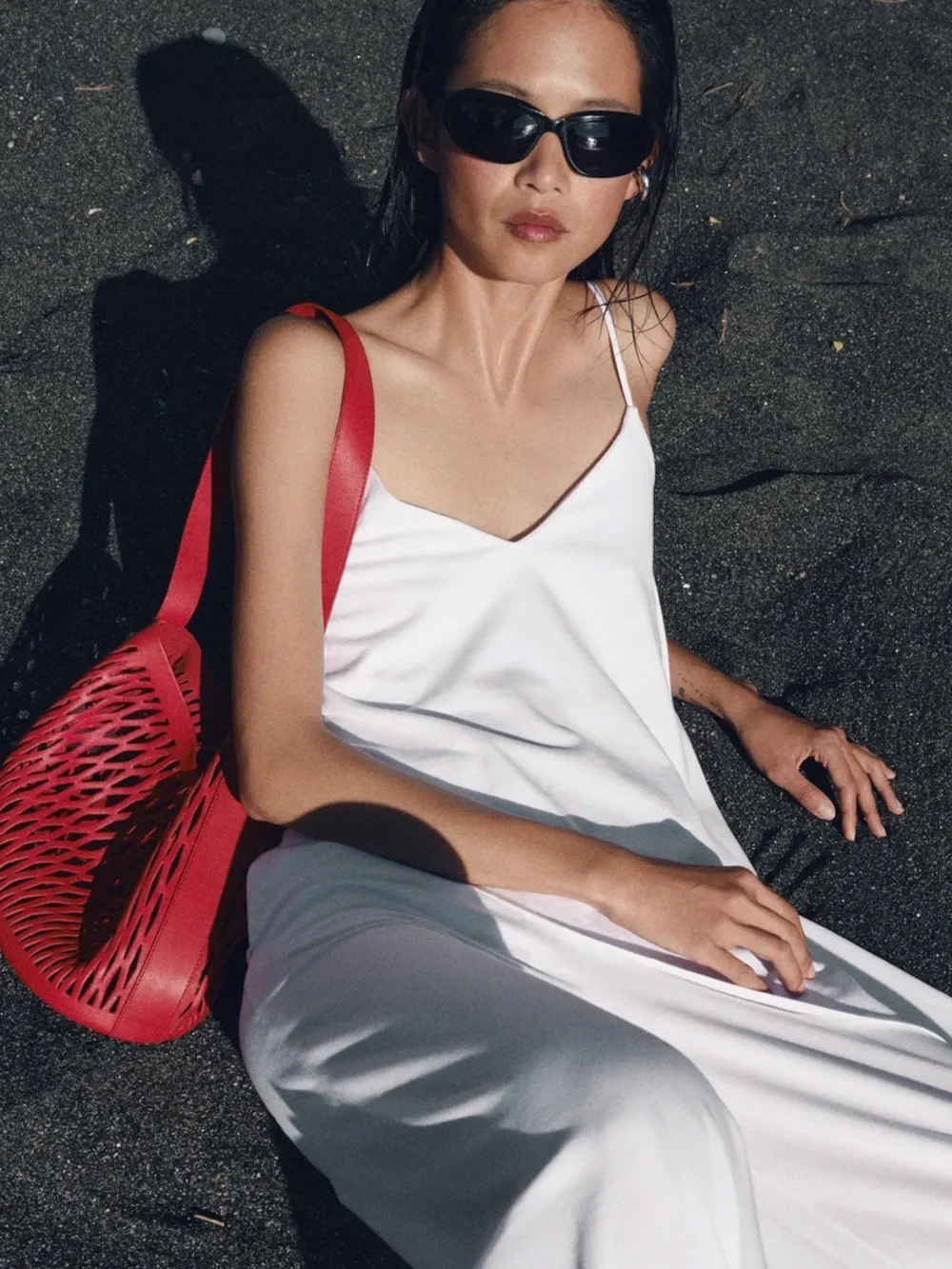 Zara Red Die Cut Leather Bag